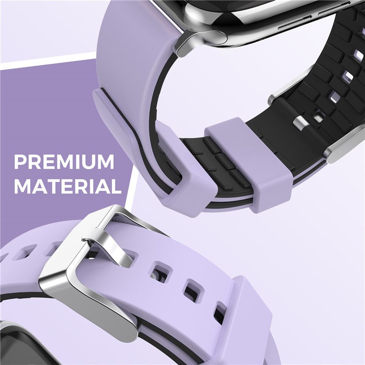 AHASTYLE WA11 Watch Band for Apple Watch Series 10 46mm / Ultra 2 Ultra 49mm / Series 9 8 7 45mm / 6 5 4 SE (2023) SE (2022) SE 44mm / 3 2 1 42mm Contrast Colors Silicone Strap - Purple+Black