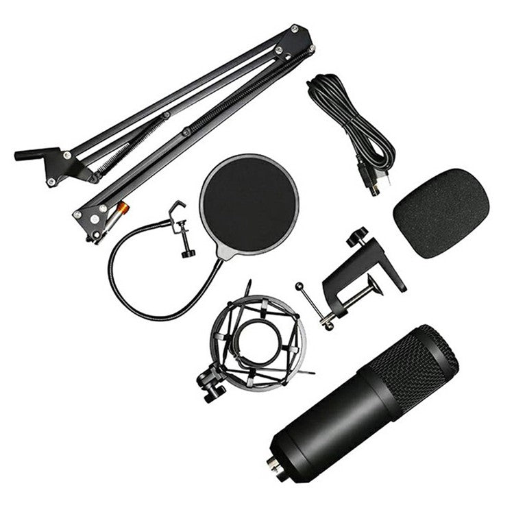 BM800 USB Streaming PC Microphone Kit 192KHz/24Bit Condenser Mic for Podcasting Gaming Home Recording - Black