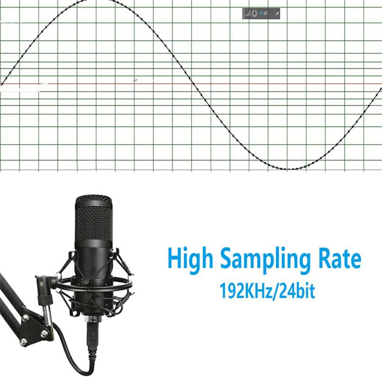 BM800 USB Streaming PC Microphone Kit 192KHz/24Bit Condenser Mic for Podcasting Gaming Home Recording - Black
