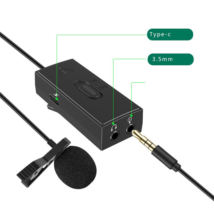 KATTO KT-C3 Noise Reduction 360° Omni-directional Sound Pick-up Type-C Rechargeable Lapel Microphone