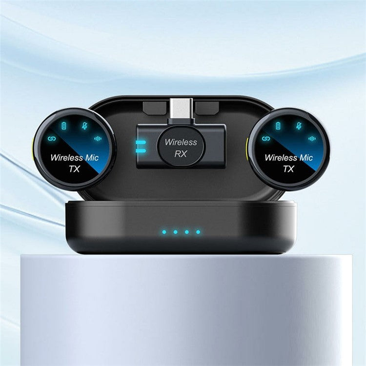 S3 1 Pair 2.4G Wireless Clip-On Microphone with 1 Type-C Receiver for Outdoor Live Broadcasting - Black