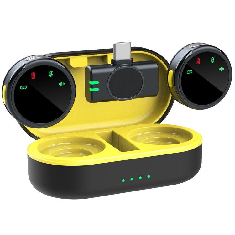S3 1 Pair 2.4G Wireless Clip-On Microphone with 1 Type-C Receiver for Outdoor Live Broadcasting - Yellow