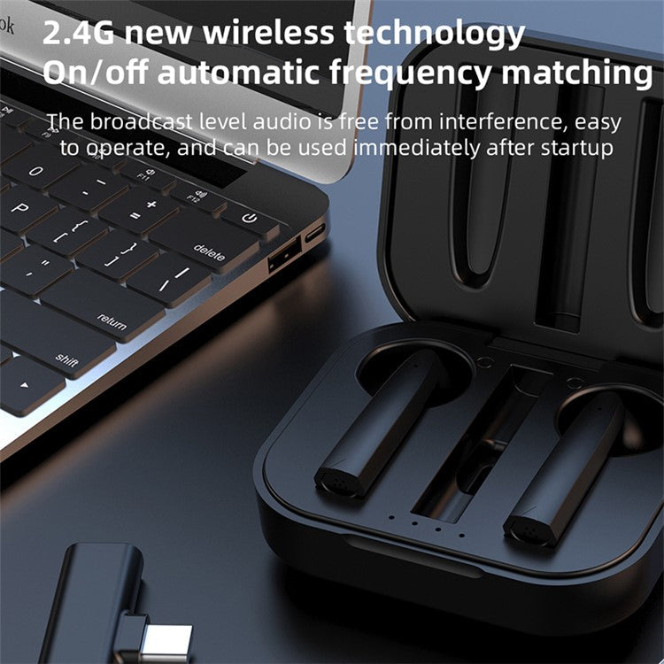 S20 Type-C Live Broadcast 2.4G Wireles Earbud Microphone (1 Receiver+2 Microphones)