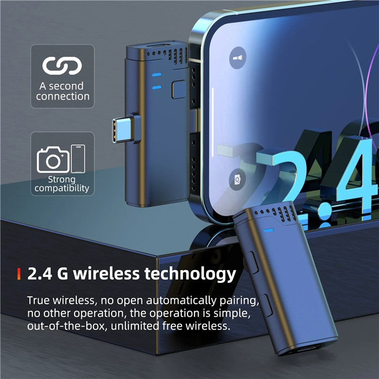 JMARY MW16 Plug and Play Wireless Lavalier Microphone with 3.5mm+Type-C+iP 3-in-1 Receiver