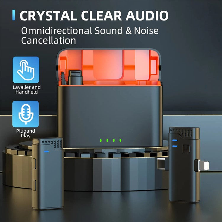 JMARY MW16 Plug and Play Wireless Lavalier Microphone with 3.5mm+Type-C+iP 3-in-1 Receiver