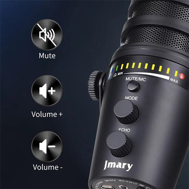 JMARY MC-PW12 USB Mic 360 Degree Rotating Zero Latency Desktop Microphone