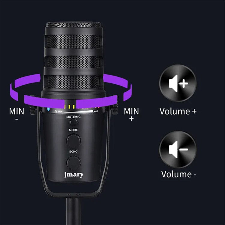 JMARY MC-PW12 USB Mic 360 Degree Rotating Zero Latency Desktop Microphone