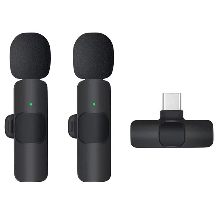 K1 Live Broadcast Lavalier Microphone 2 Noise Reduction Wireless Mic with Type-C Receiver