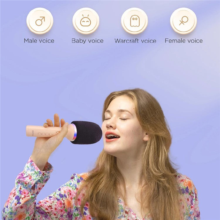 BOYA K11 Bluetooth Wireless Microphone with RGB Light Karaoke Mic for Phone / Tablet / PC - White