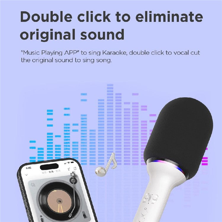 BOYA K11 Bluetooth Wireless Microphone with RGB Light Karaoke Mic for Phone / Tablet / PC - White