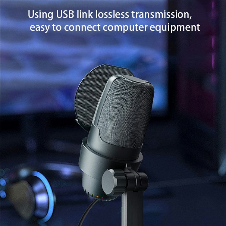 ME9 Plug and Play USB Microphone ENC Noise Reduction Desktop Mic with RGB Light - Black