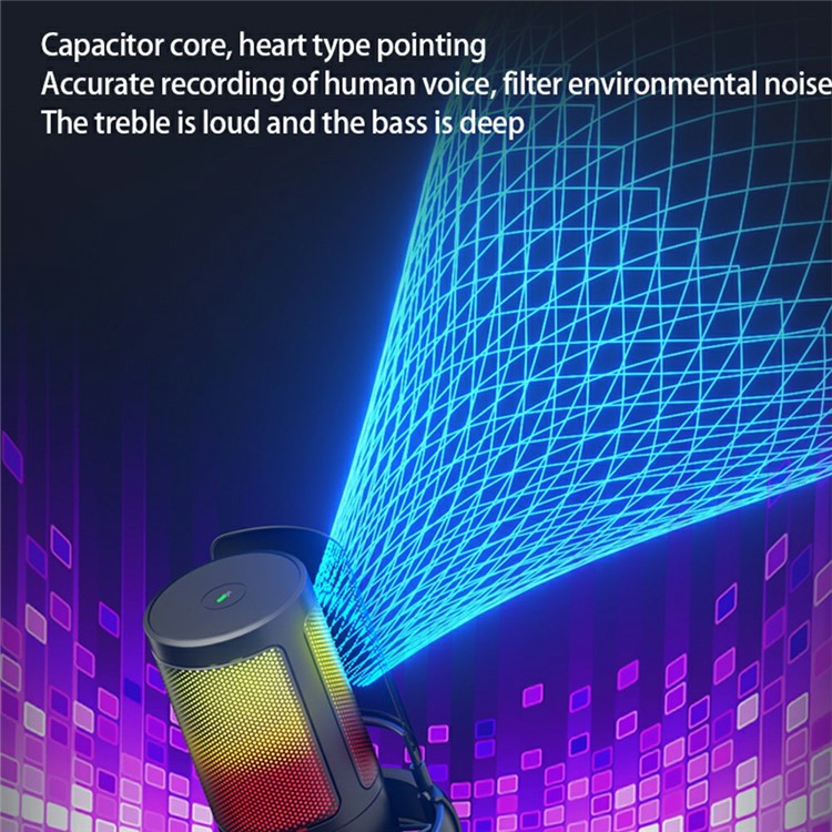 ME6P RGB Light USB Condenser Microphone Conference Recording Professional Desktop Mic