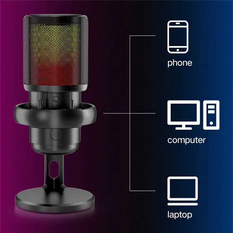 ME6P RGB Light USB Condenser Microphone Conference Recording Professional Desktop Mic