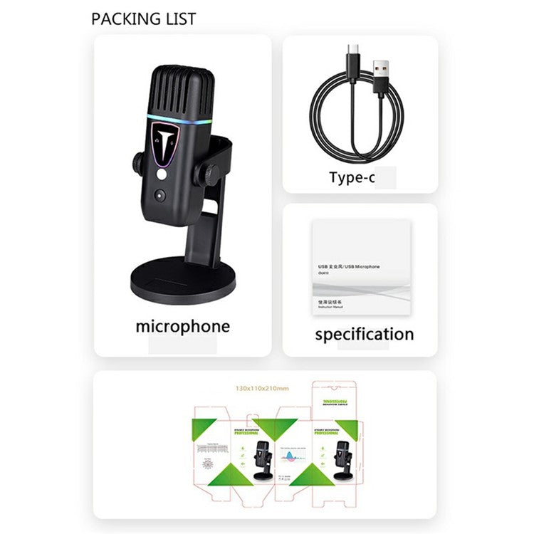 PDO-30 Plug and Play Desktop Microphone High Sensitivity E-Sports Gaming Condenser Mic