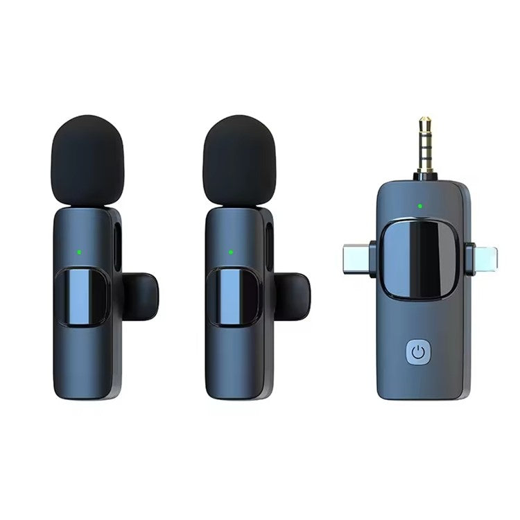 K15 3 in 1 Wireless Lavalier Microphone with Noise Reduction USB-C Microphone for Smartphone Computer Camera
