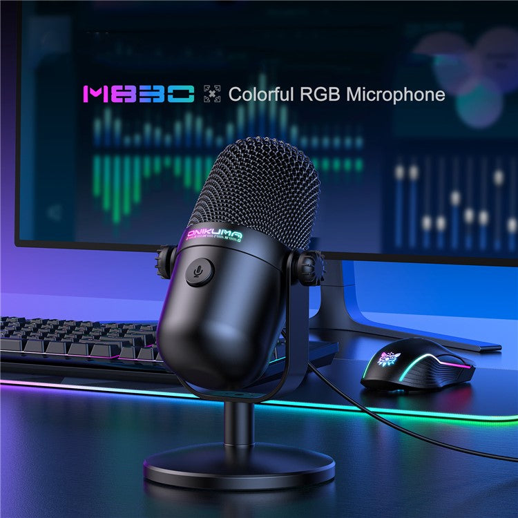 ONIKUMA M830 RGB Light Wired Condenser Microphone Noise Reduction Recording Gaming Desktop Mic