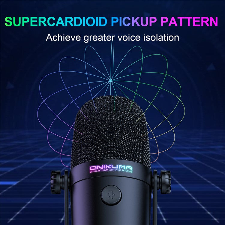 ONIKUMA M830 RGB Light Wired Condenser Microphone Noise Reduction Recording Gaming Desktop Mic