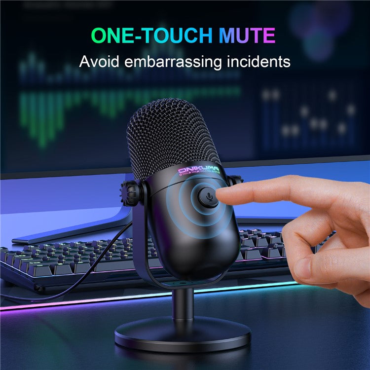 ONIKUMA M830 RGB Light Wired Condenser Microphone Noise Reduction Recording Gaming Desktop Mic