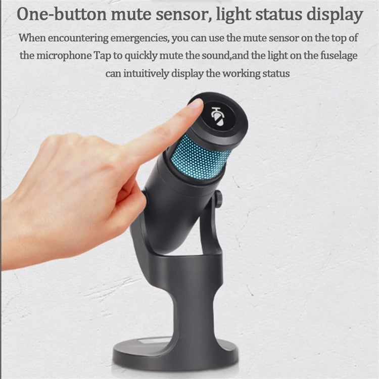 DLDZ JD-950 Gaming Live Streaming Condenser Microphone with RGB Dynamic Light 360° Rotatable Type-C Mic for Windows Desktop PC Laptop