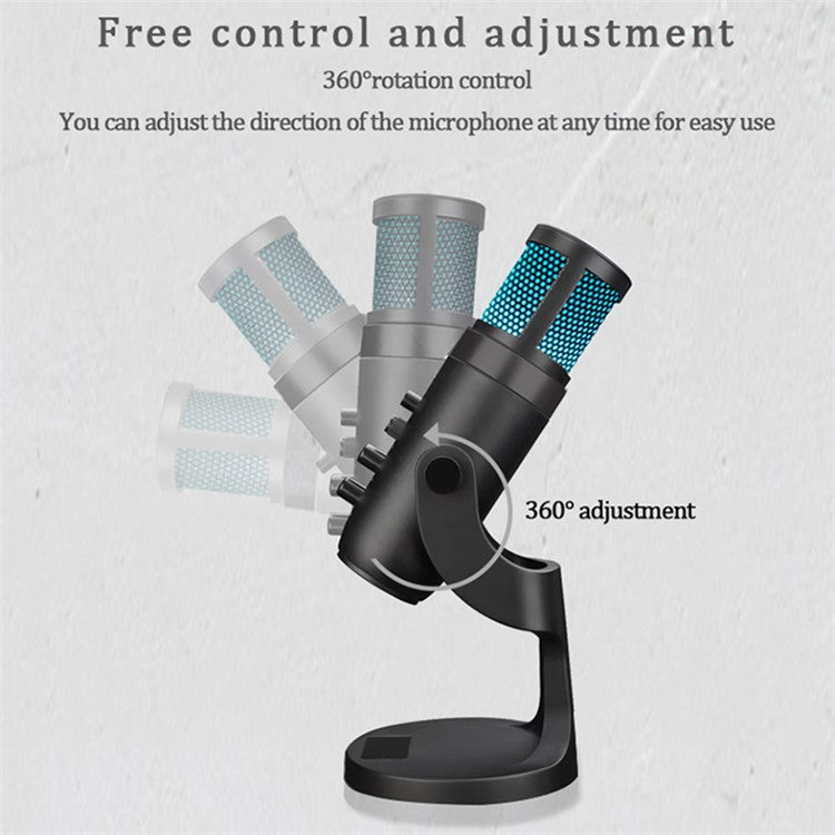 DLDZ JD-950 Gaming Live Streaming Condenser Microphone with RGB Dynamic Light 360° Rotatable Type-C Mic for Windows Desktop PC Laptop