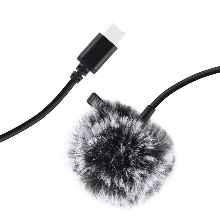 PULUZ PU425 1.5m Lavalier Microphone USB-C Lapel Clip-On Omni Condenser Mic for Video Recording