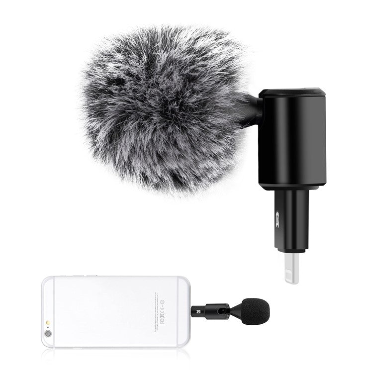 PULUZ PU615B 8Pin Wireless Lavalier Microphone Clip-On Omni Lapel Mic for iPhone Interview / Live Stream