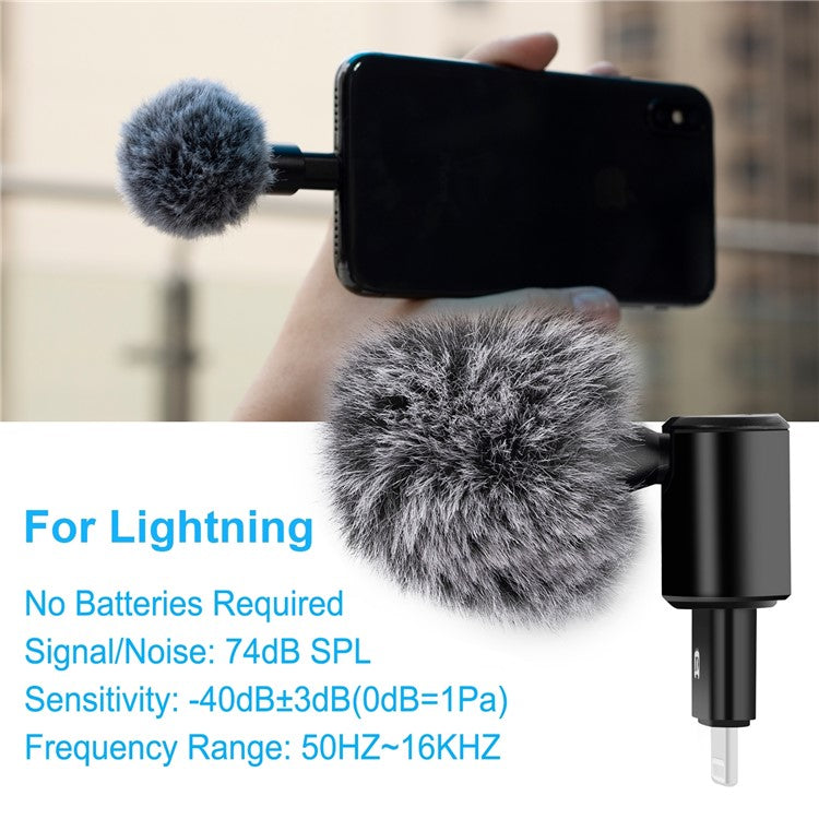 PULUZ PU615B 8Pin Wireless Lavalier Microphone Clip-On Omni Lapel Mic for iPhone Interview / Live Stream