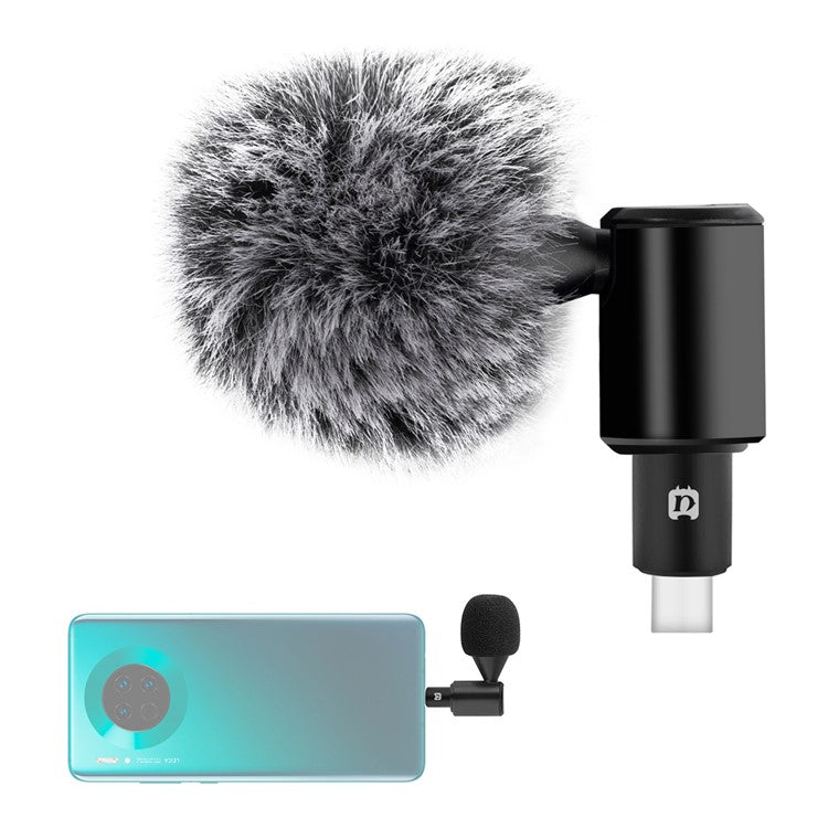 PULUZ PU616B Type-C Wireless Lavalier Microphone Clip-On Omni Lapel Mic for Android Phone Interview / Live Stream