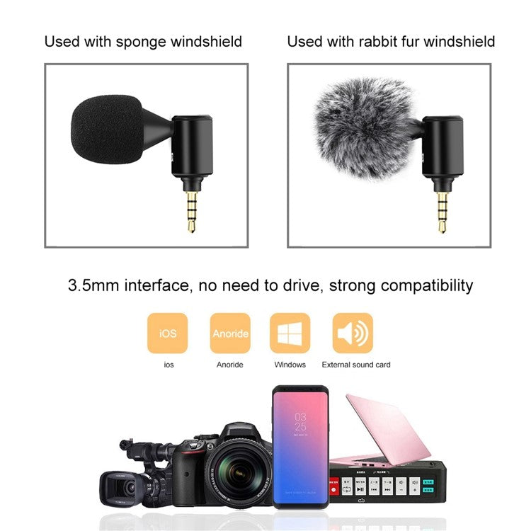 PULUZ PU614B 3.5mm Wireless Lavalier Microphone Clip-On Unidirectional Lapel Mic for Interview, Live Stream