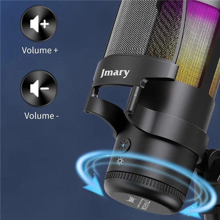 JMARY MC-PW13 Zero Latency Monitor Mic RGB Light Plug and Play Desktop Microphone