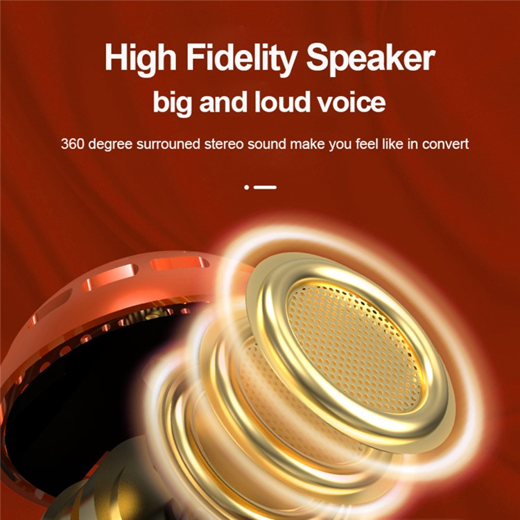 K2 Wireless Bluetooth Microphone Speaker Mushroom Head Singing Mic, English Version - Red