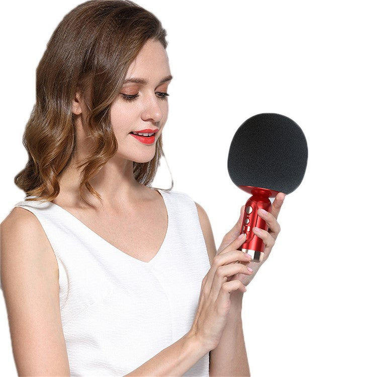 K2 Wireless Bluetooth Microphone Speaker Mushroom Head Singing Mic, English Version - Black