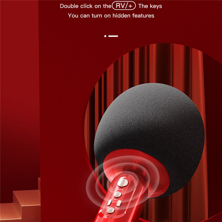 K2 Wireless Bluetooth Microphone Speaker Mushroom Head Singing Mic, English Version - Black