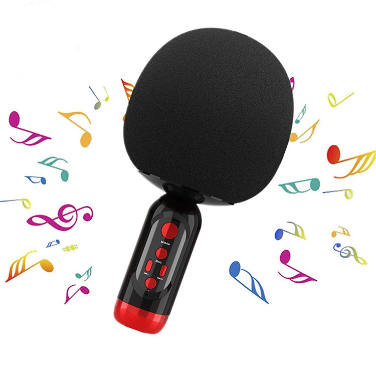 K2 Wireless Bluetooth Microphone Speaker Mushroom Head Singing Mic, English Version - Black