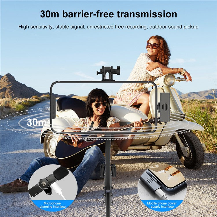 PULUZ PU3083 Wireless Lavalier Microphone Clip-on Mini Compact Size Mic for Video Recording Facebook YouTube Live Stream Vlog