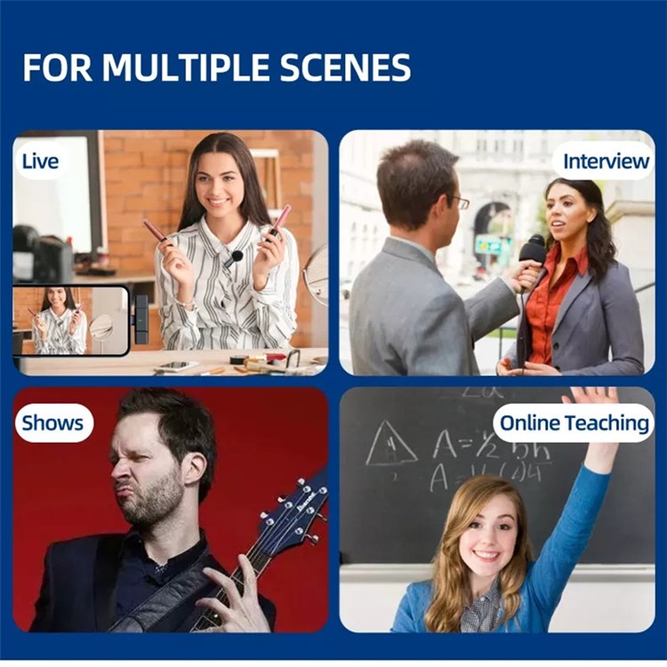 033A1 For iPhone Lightning 2.4GHz Wireless Lavalier Microphone Noise Reduction 35Hrs Working Time Lapel Recording Mic with Charging Case