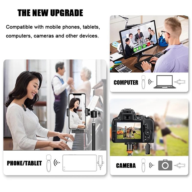 AP003 For Lightning / 3.5mm AUX / Type C Receiver 2.4GHz Wireless Lavalier Microphone (1 Mic + 1 Receiver) for Phone Camera YouTube Vlog Streaming Camera