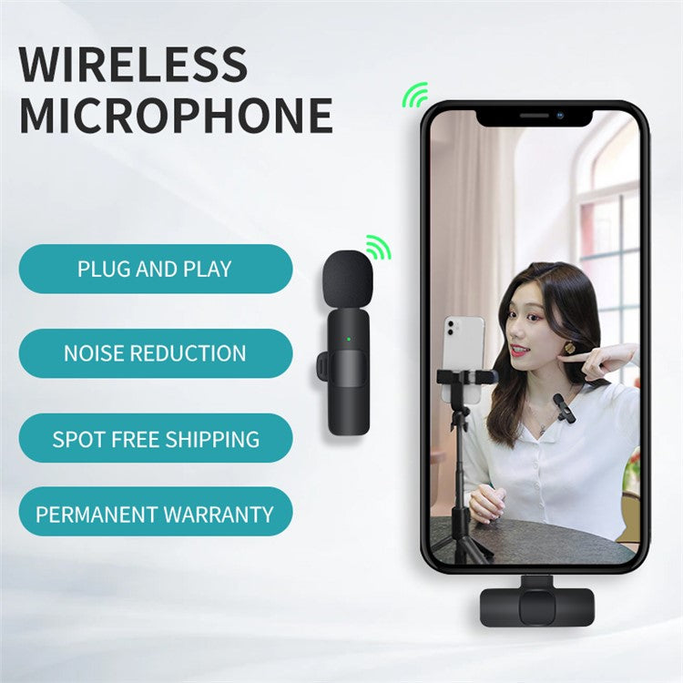 K9 2 x Transmitter Wireless Lavalier Mic + Type-C Receiver Smart Noise Reduction 2.4GHz Bluetooth Microphone for Interviewer / Vlogger / Blogger