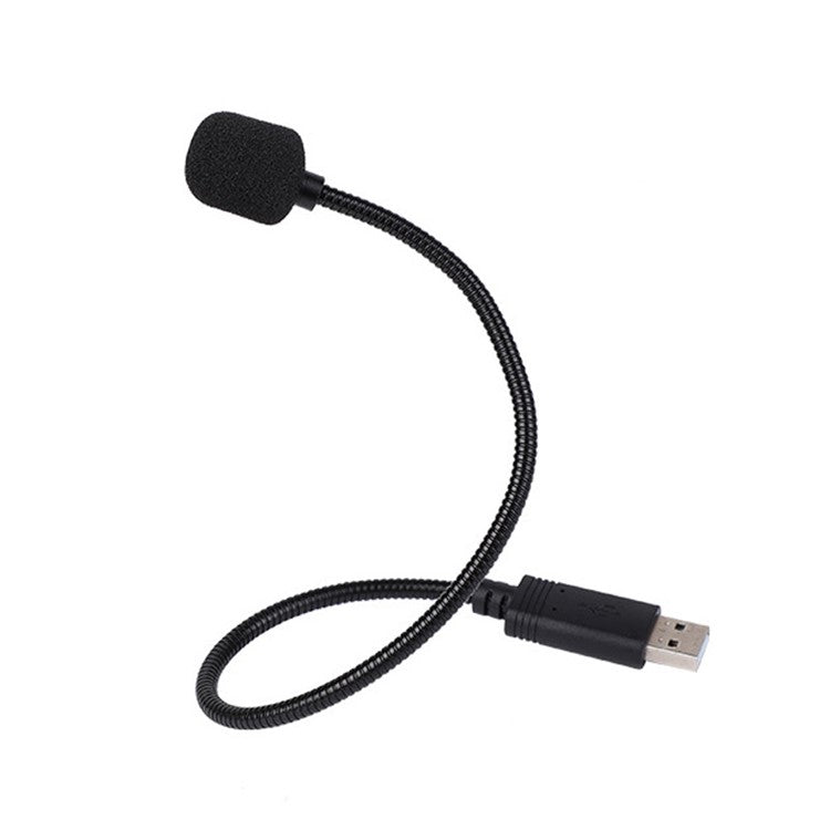HY-302 Mini USB Microphone for Laptop and Desktop Computer PC Condenser Mic with Gooseneck - Black