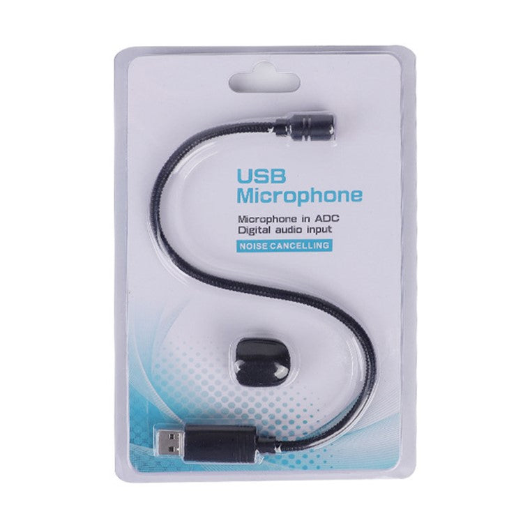 HY-302 Mini USB Microphone for Laptop and Desktop Computer PC Condenser Mic with Gooseneck - Black