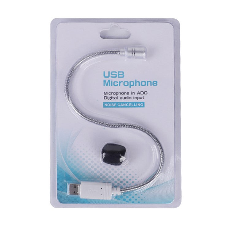 HY-302 Mini USB Microphone for Laptop and Desktop Computer PC Condenser Mic with Gooseneck - Silver Grey