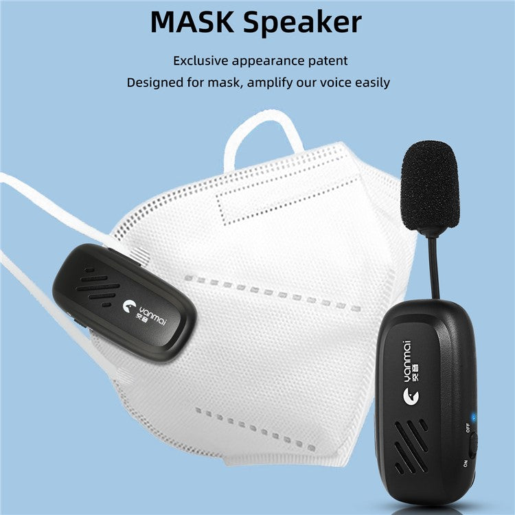 YANMAI K2 Portable Rechargeable Mini Mask Mic Wireless Clip On Mask Microphone Loudspeaker