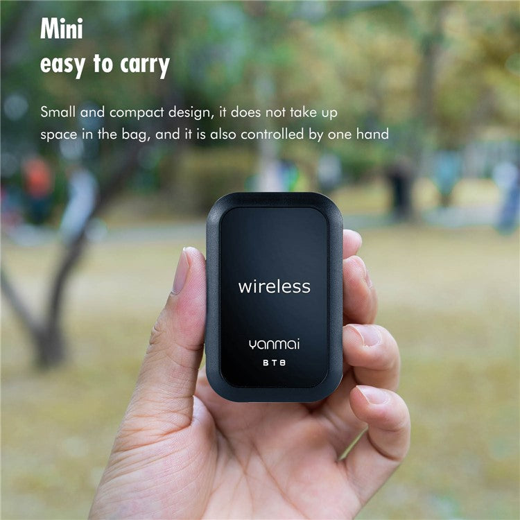 YANMAI BT8 Wireless Noise Reduction Microphone Bluetooth Lavalier Lapel Mic with Headphone