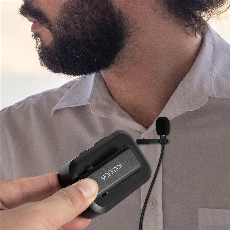 YANMAI BT8 Wireless Noise Reduction Microphone Bluetooth Lavalier Lapel Mic with Headphone