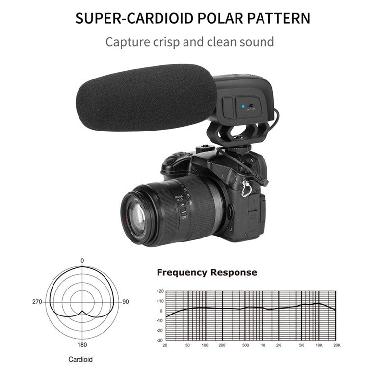 BOYA BY-M17R Condenser Microphone for DSLR Camera Vlog Video Recording Mic with 1 / 4" Adapter
