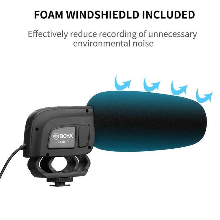 BOYA BY-M17R Condenser Microphone for DSLR Camera Vlog Video Recording Mic with 1 / 4" Adapter