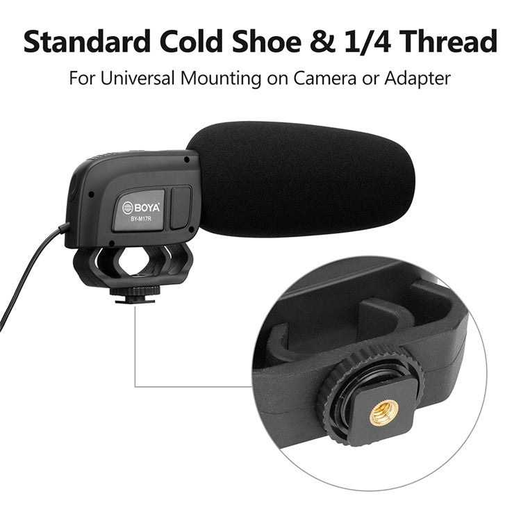 BOYA BY-M17R Condenser Microphone for DSLR Camera Vlog Video Recording Mic with 1 / 4" Adapter