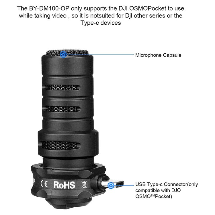 BOYA BY-DM100-OP Digital Condenser Microphone for DJI OSMO Pocket Video Recording Device