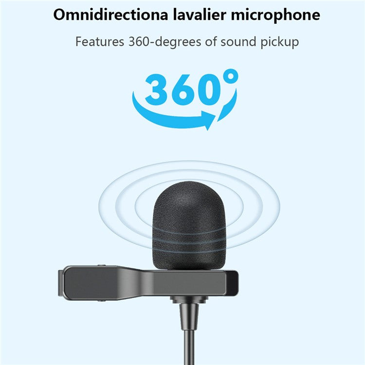 BOYA BY-M1 Pro II Clip-on Microphone Omni-directional Condenser Mic 3.5mm TRRS Plug with 6m Cable for Smartphone Camera Camcorder