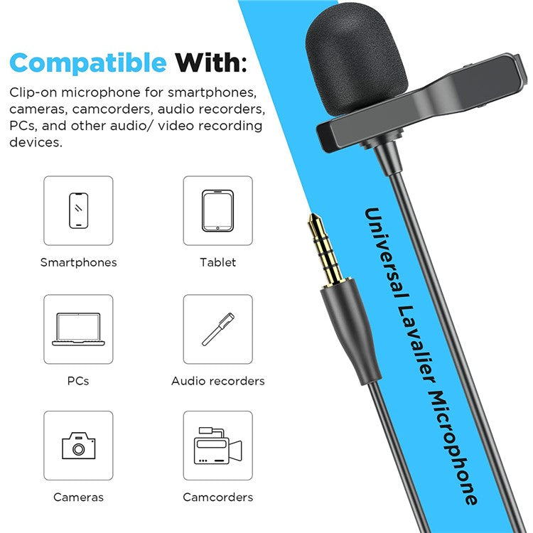 BOYA BY-M1S Wired Lavalier Mic for PC Smartphone DSLR 3.5mm TRRS Condenser Lavalier Microphone